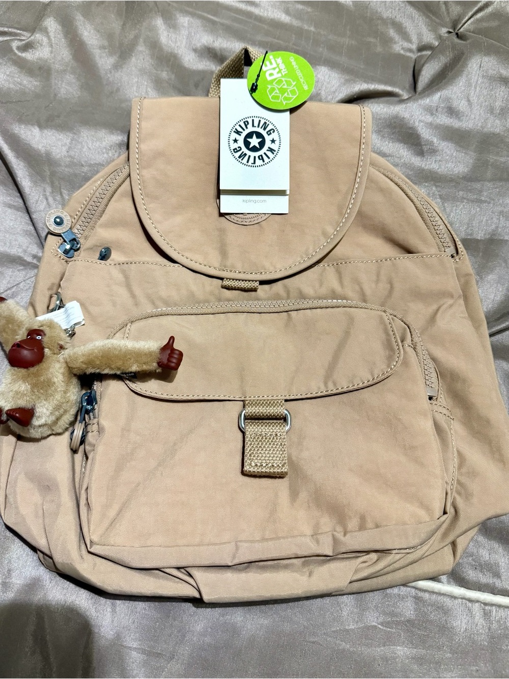 Kipling Queenie Hummus (khaki) Women's Backpack Zip Closure Adjustable Straps